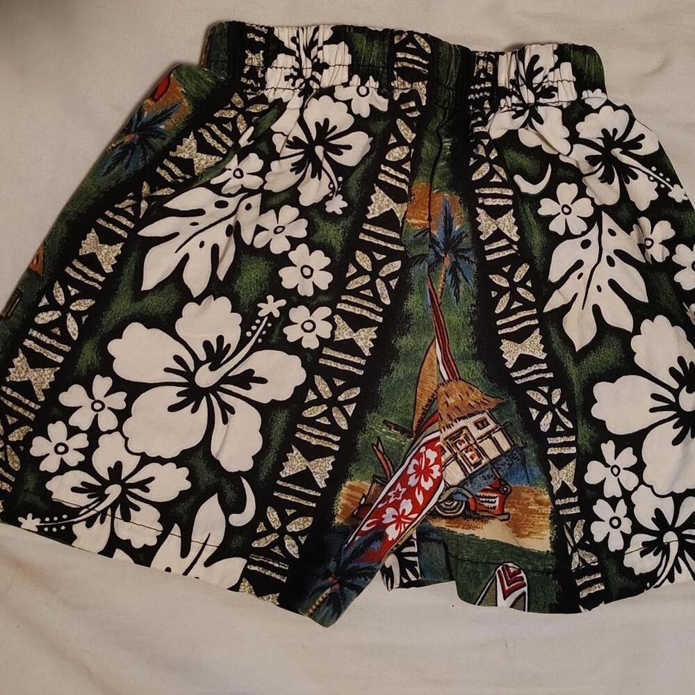 Vintage Style Boys Green Aloha Hawaiian Print Shorts‎ - Size 2T - Picture 2 of 2